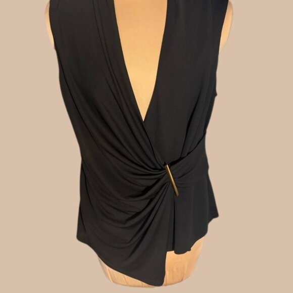 Donna Karen Black Label Faux Wrap Tank Size Large - Picture 3 of 7